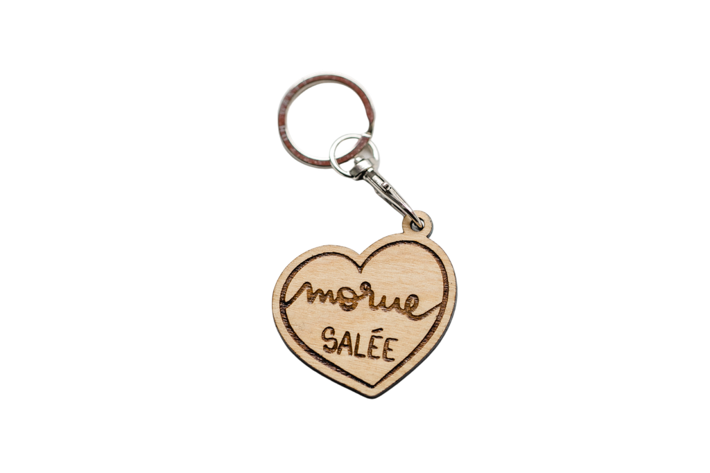 Porte- clés " Morue Salée " en bois  