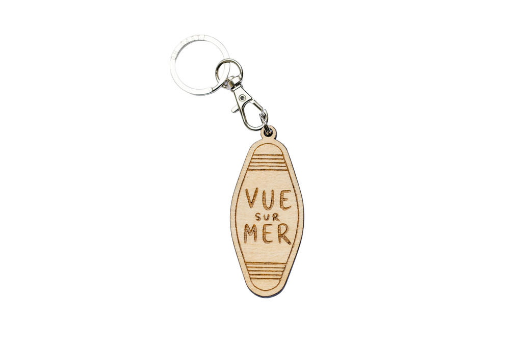 Porte- clés " Vue sur mer " inspiration motel en bois