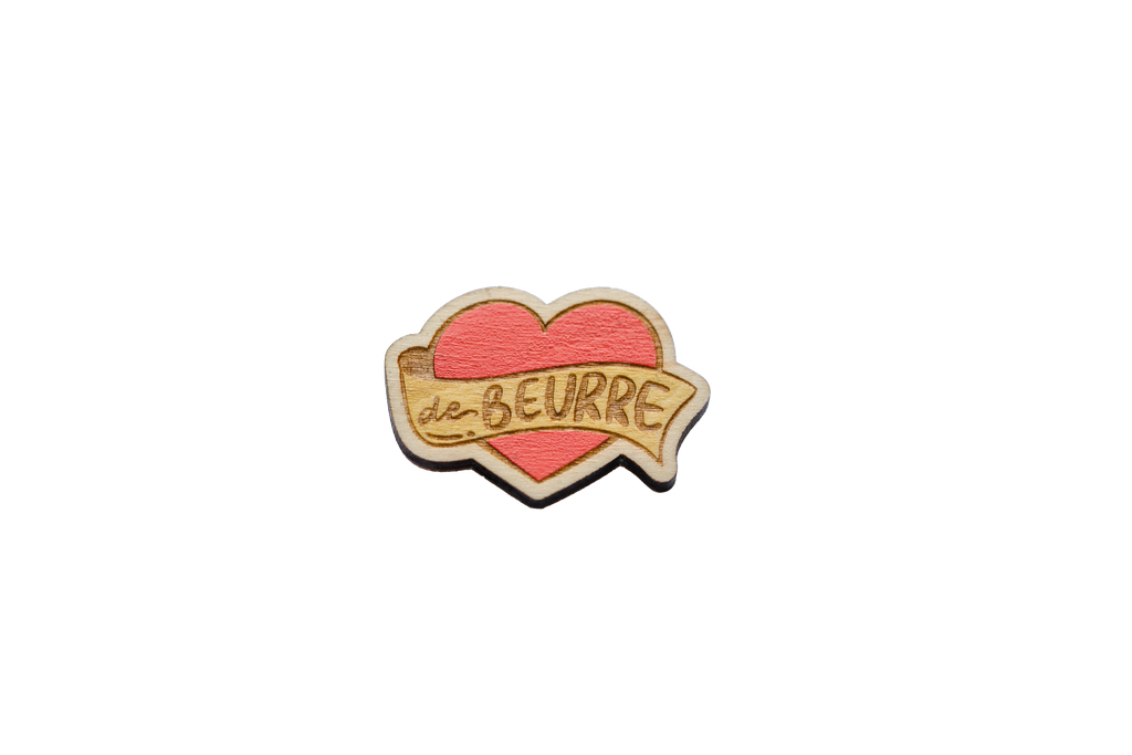 Pins coeur de beurre en bois