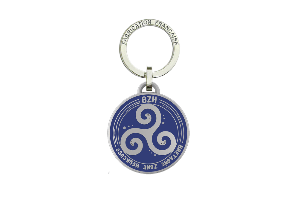 Porte- clé "BZH - Bretagne Zone Heureuse " en émail 