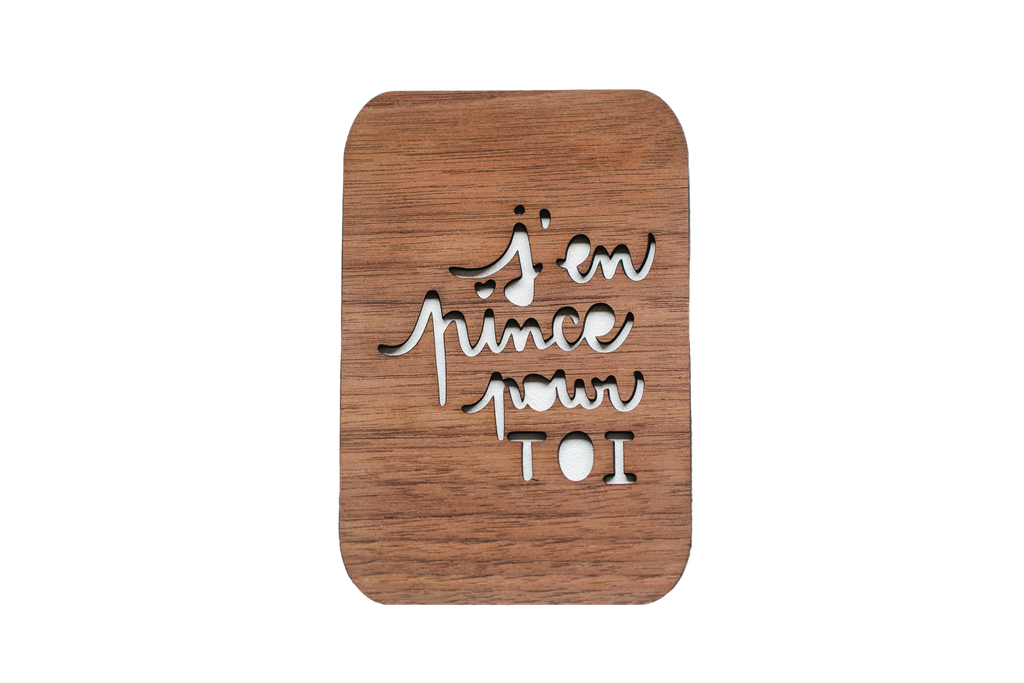 Carte en bois - J'en pince pour toi